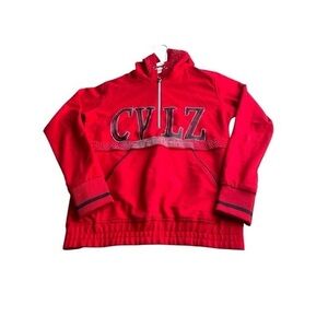 Vibrant Red Varsity Jacket with High Collar and Ribbed Details